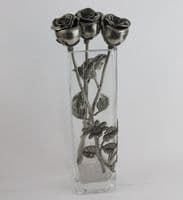 Ensemble de 3 roses en étain, bouquet de roses