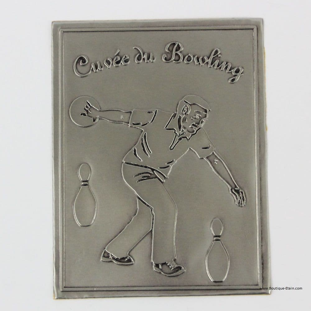 Etiquette Adhésive Bowling en étain pour bouteille