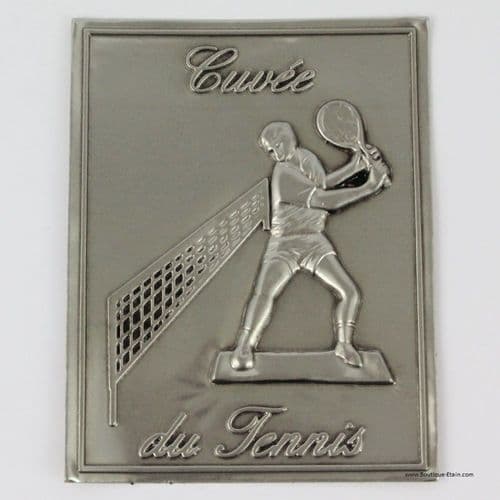 Etiquette Adhésive Tennis en étain pour bouteille.