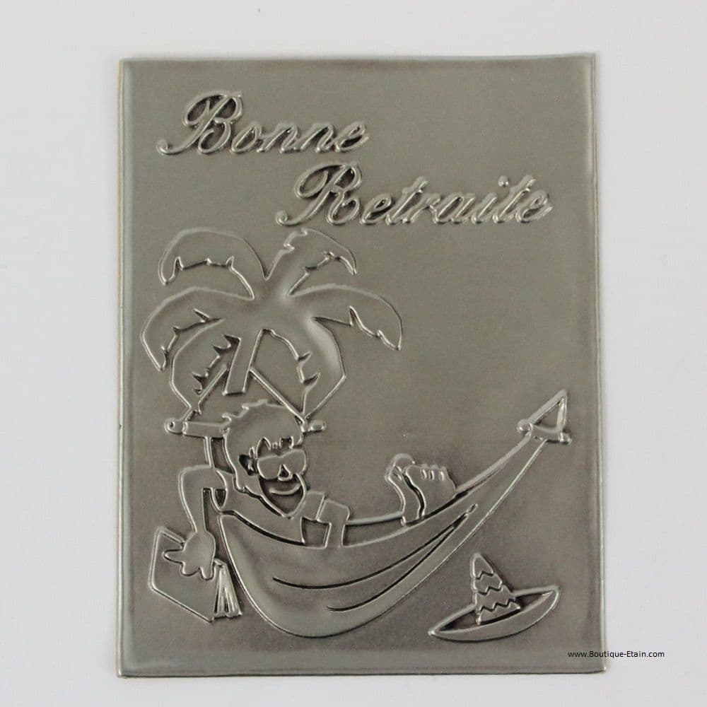 Etiquette à bouteille en étain Bonne retraite