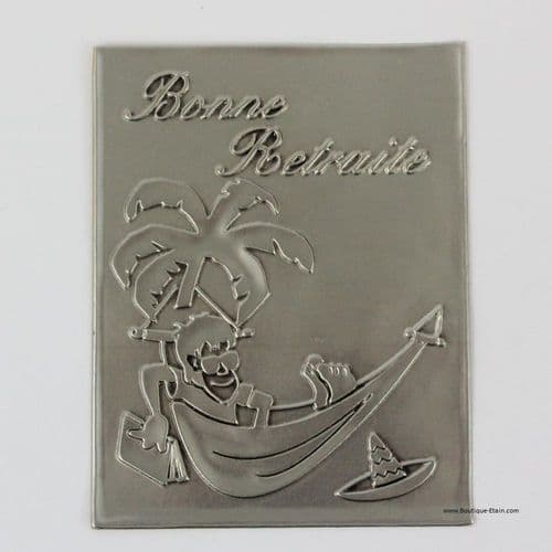 Etiquette à bouteille en étain Bonne retraite