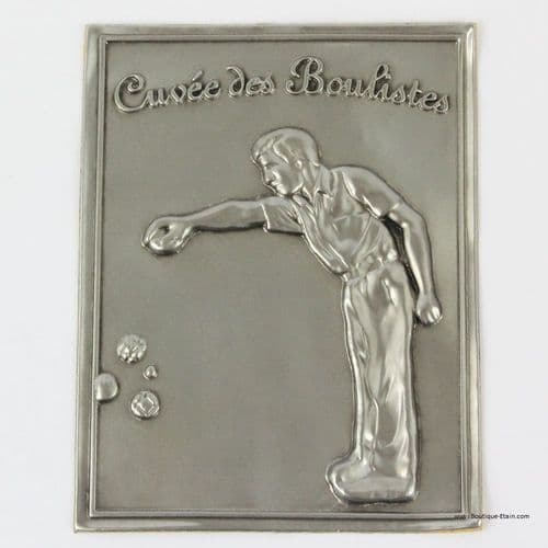 Etiquette à bouteille en étain Cuvée des boulistes