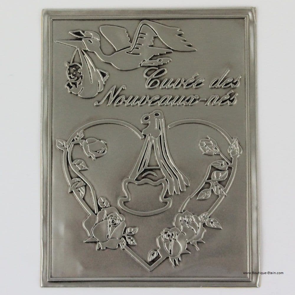 Etiquette à bouteille en étain Cuvée des nouveaux-nés