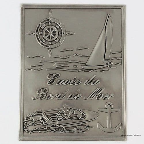 Etiquette à bouteille en étain Cuvée du bord de Mer