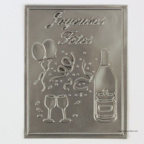 Etiquette à bouteille en étain Joyeuses Fêtes