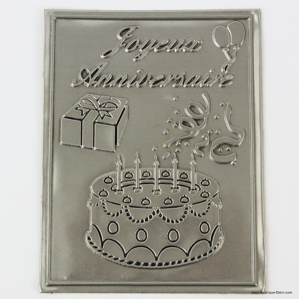 Etiquette à bouteille en étain Joyeux anniversaire