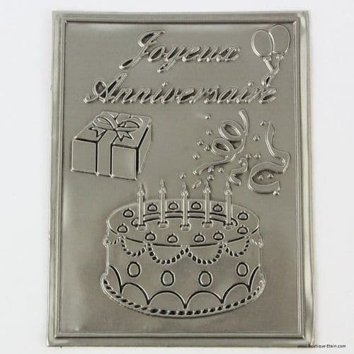 Etiquette à bouteille en étain Joyeux anniversaire
