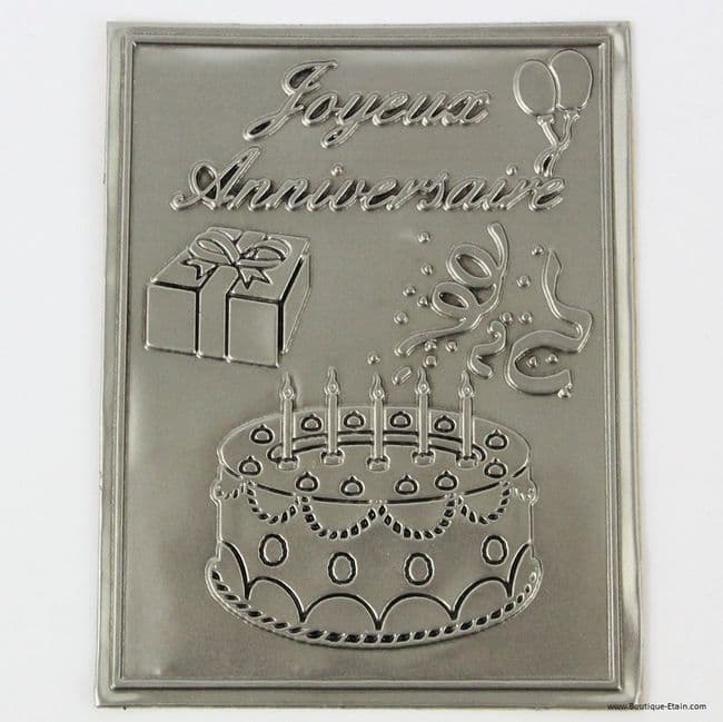 Etiquette à bouteille en étain Joyeux anniversaire