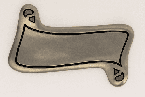 Etiquette forme parchemin en étain