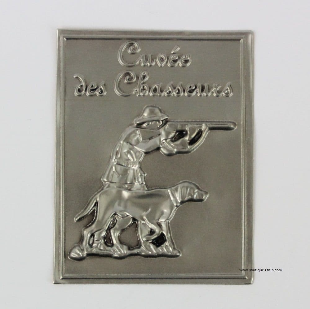 Etiquette étain pour bouteille thème chasse