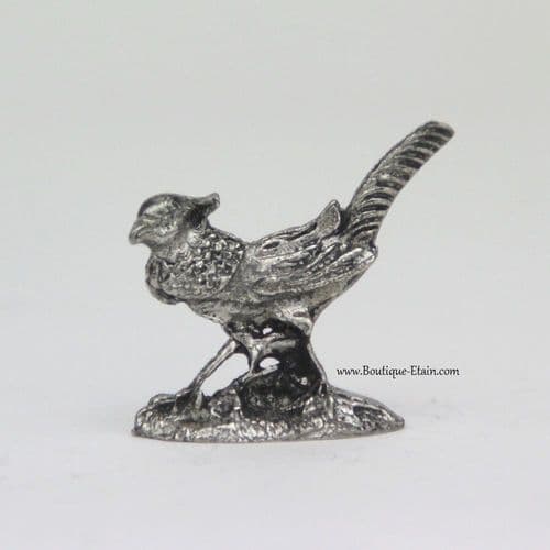 Faisan miniature en étain brillant