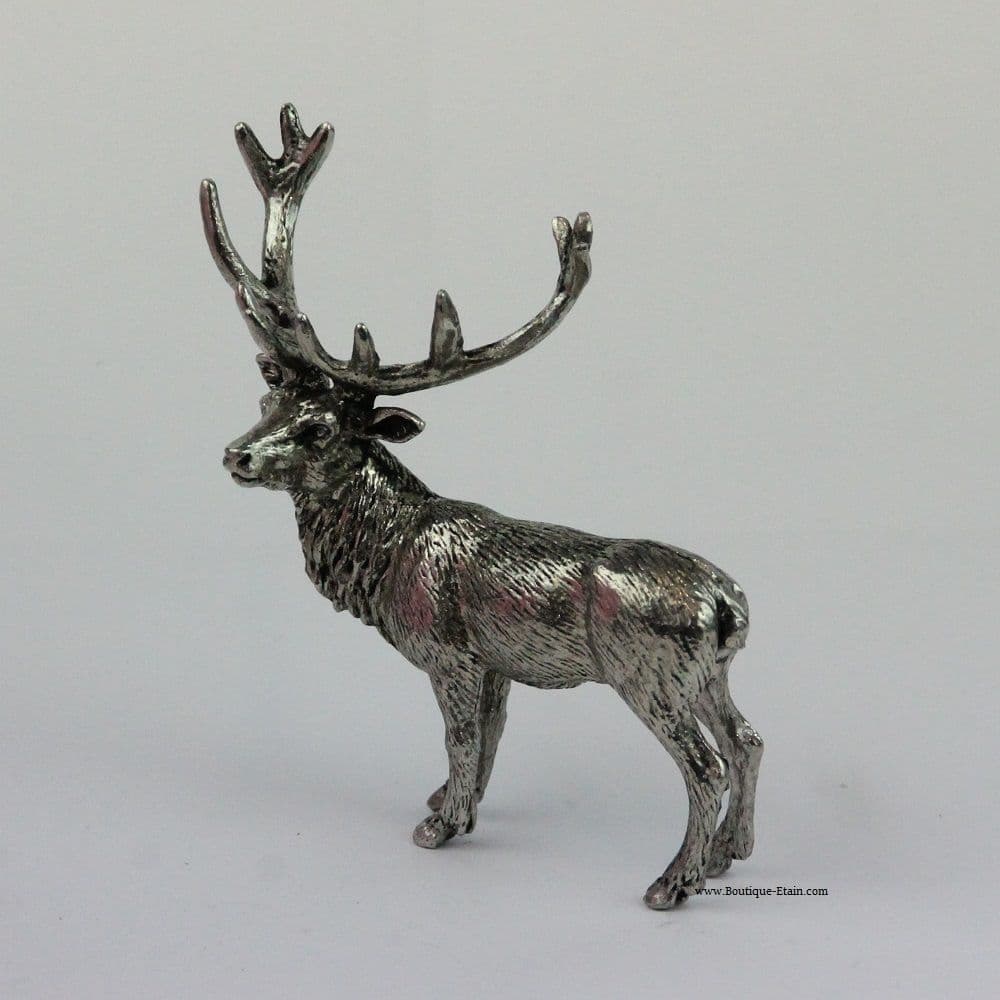 Figurine grand cerf en étain