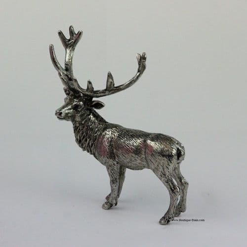 Figurine grand cerf en étain