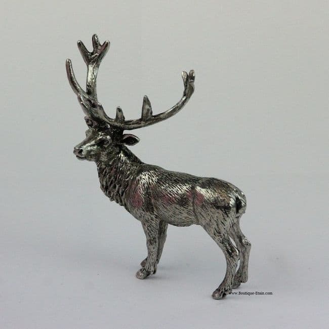 Figurine grand cerf en étain
