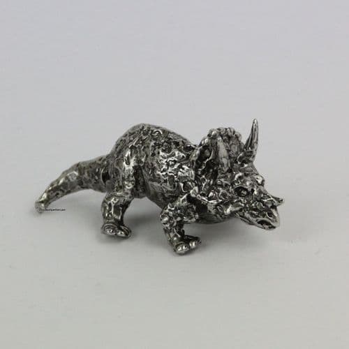 Figurine Tricératops dinosaure herbivore en étain
