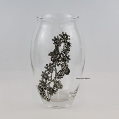 Grand vase décor fleuri H22cm