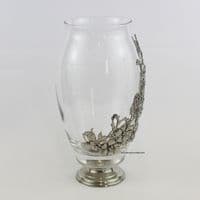 Grand vase décor fleuri sur pied  H25cm
