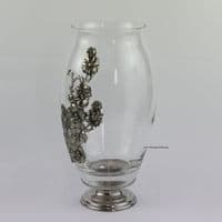 Grand vase décor fleuri sur pied  H25cm