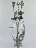Grand vase décor fleuri sur pied  H25cm