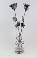 Grand vase décor nœud en étain H 28cm