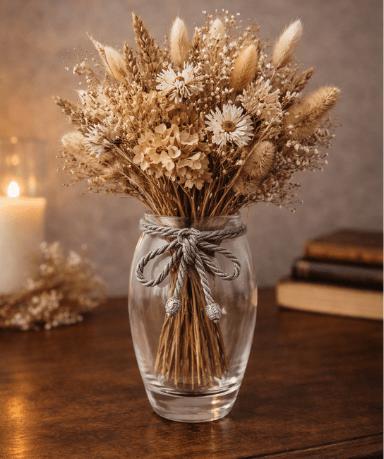 Grand vase en verre notif noeud en étain