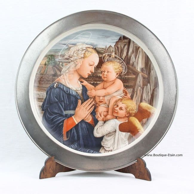Assiette en porcelaine et étain La Lippina