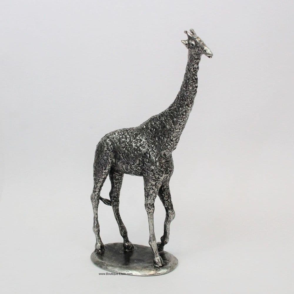 Grande figurine girafe en étain massif – 21 cm Michel Laude