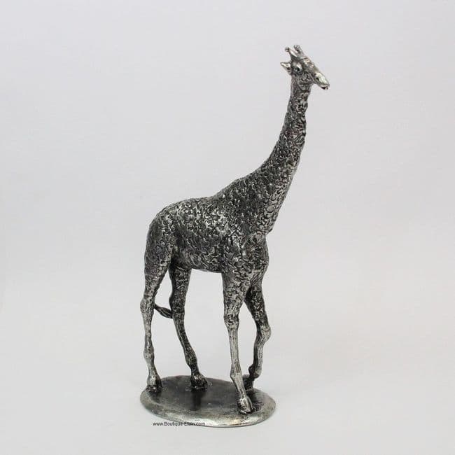 Grande figurine girafe en étain massif – 21 cm Michel Laude