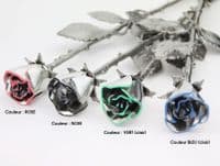 Grande rose en étain + touche de couleur