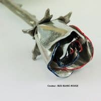 Grande rose en étain + touche de couleur