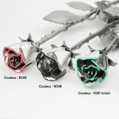 Grande rose en étain + touche de couleur