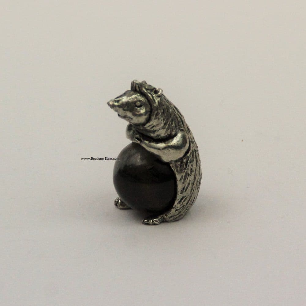 Hérisson en étain et pierre minérale