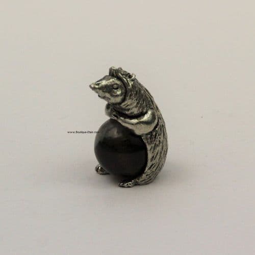 Hérisson en étain et pierre minérale véritable – 4 cm