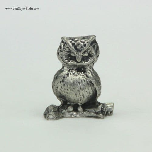 Hibou sur branche en étain