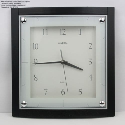 Horloge carrée Vedette, moderne, noire VP40007