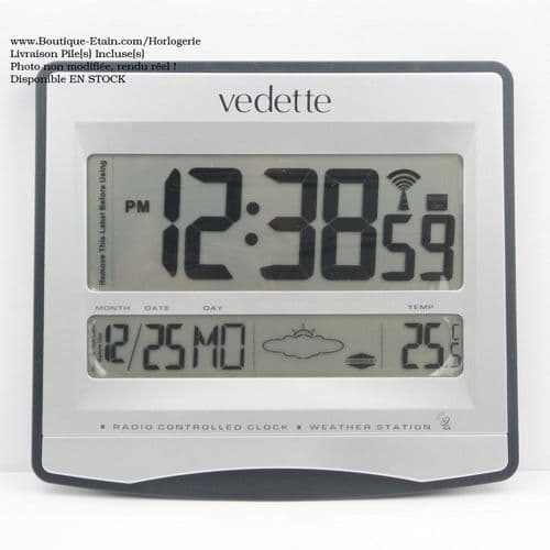 Horloge écran LCD station météo Radio-pilotée 122104411