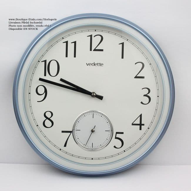 Horloge Vedette bleue métalisée à trotteuse VP40013