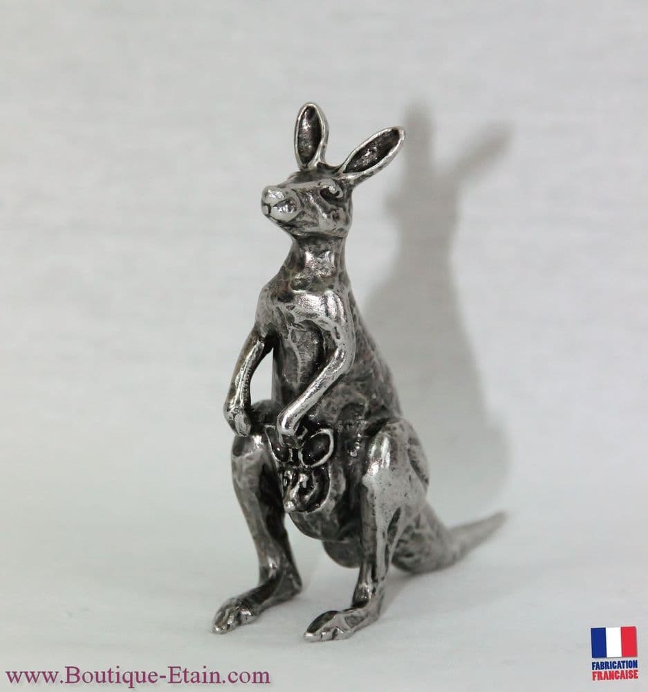 Kangourou et son bébé en étain