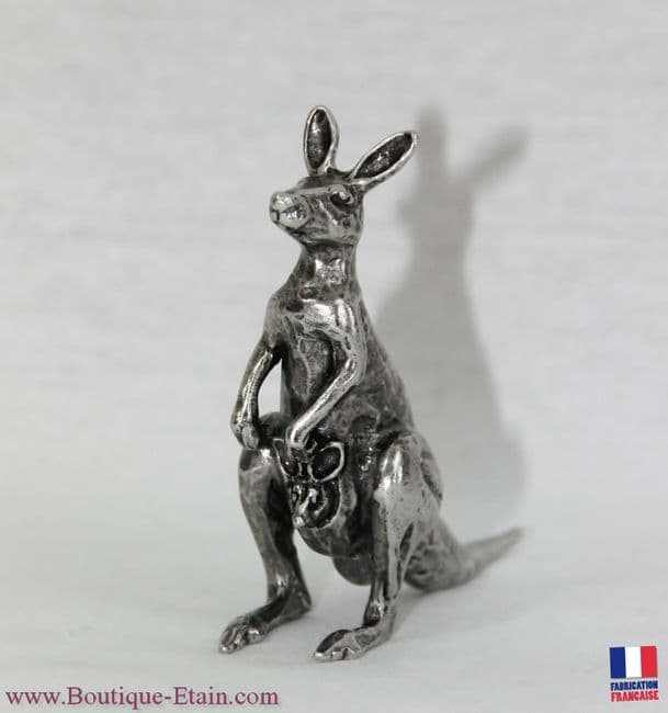 Kangourou et son bébé en étain