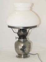 Lampe de chevet en étain motif roses
