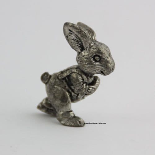 Lapin miniature en étain avec salopette