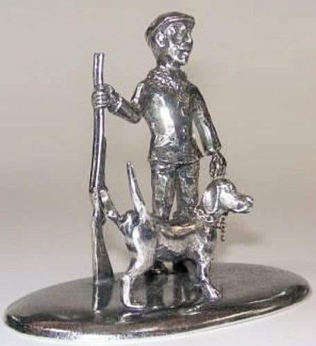 Le chasseur et son chien en étain