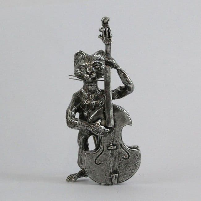 Le grand chat contrebassiste, la contrebasse en étain