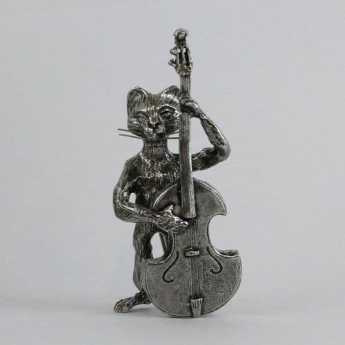 Le grand chat contrebassiste, la contrebasse en étain