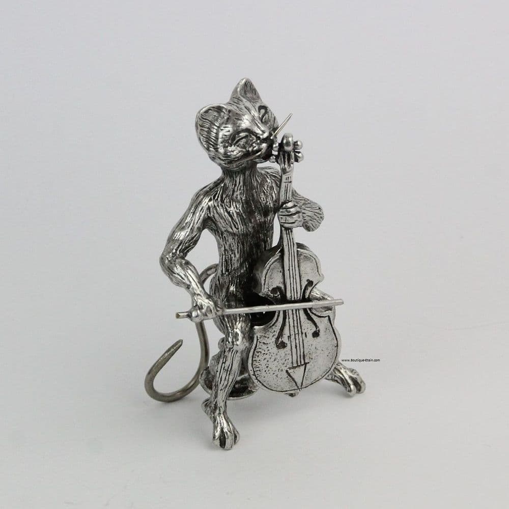 Le grand chat violoncelliste, le violoncelle en étain