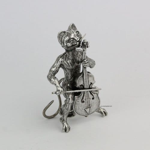 Le grand chat violoncelliste, le violoncelle en étain