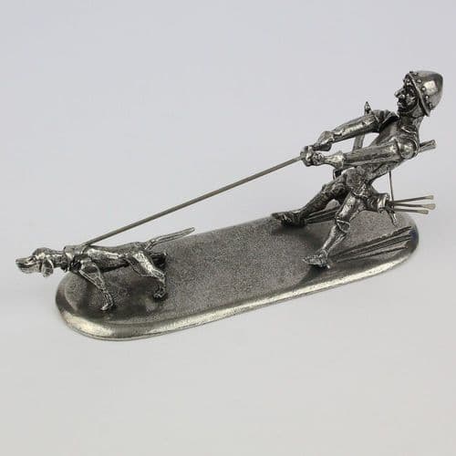 Le soldat et son chien, figurine humoristique en étain