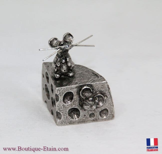 Les souris dans le gruyère, miniature en étain