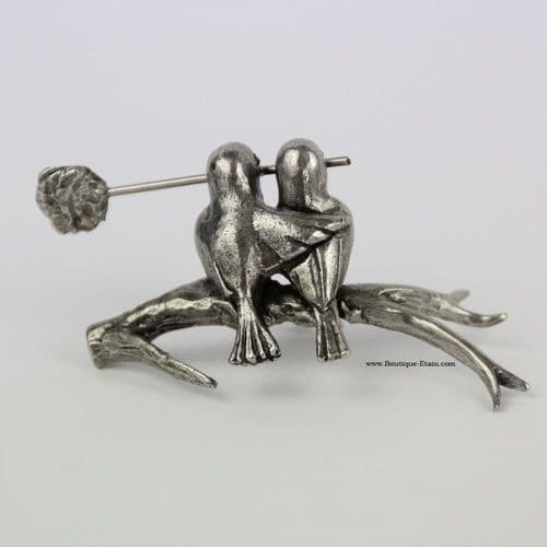 les zoziaux, couple d'oiseaux en étain