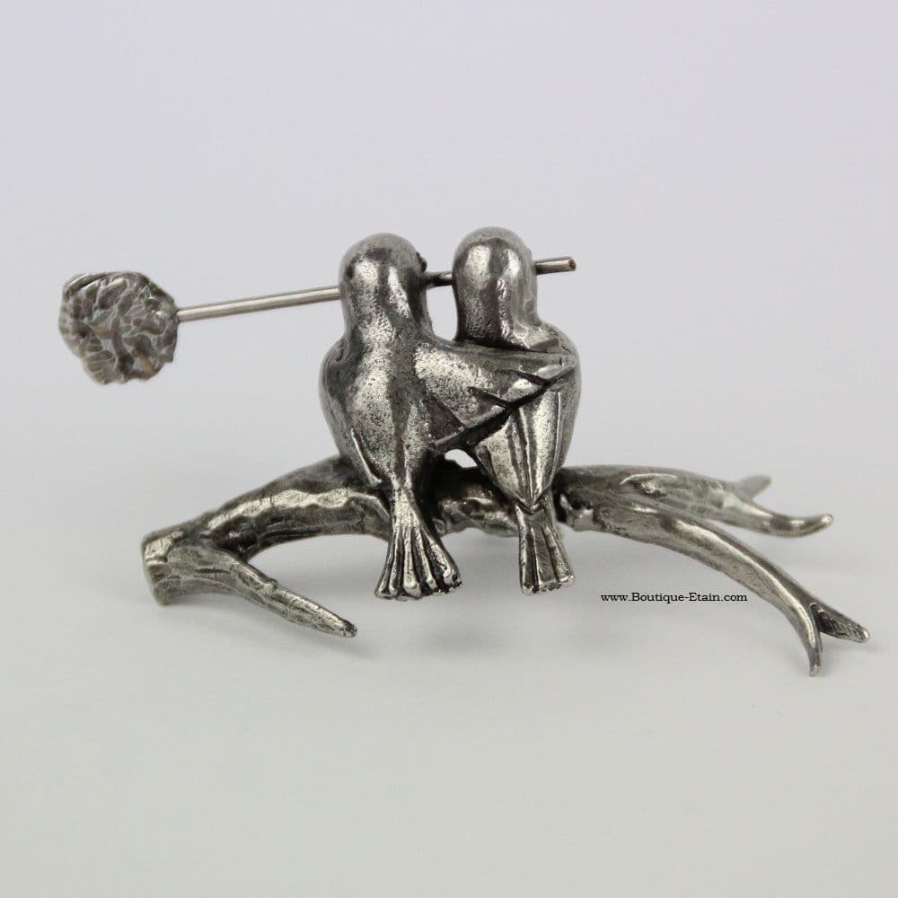 les zoziaux, couple d'oiseaux en étain